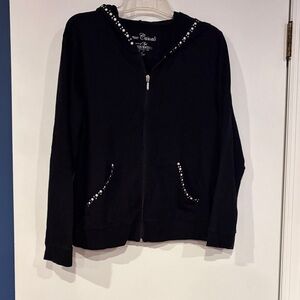 Onque Casuals Black Zip Hoodie with Stud Trim